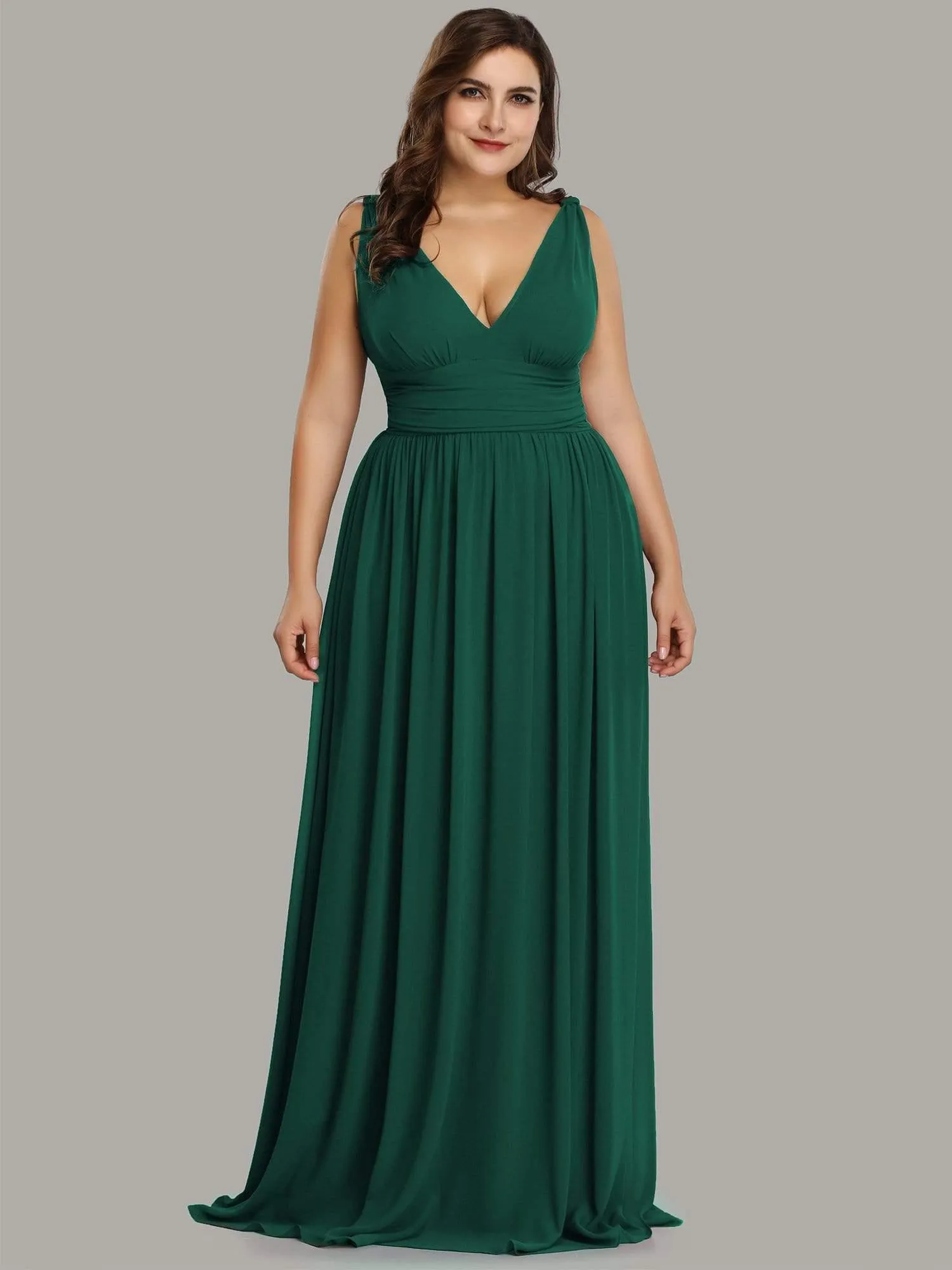 Robes de soirée Grande Taille Semi-Formelle Chiffon à Col V sans Manches