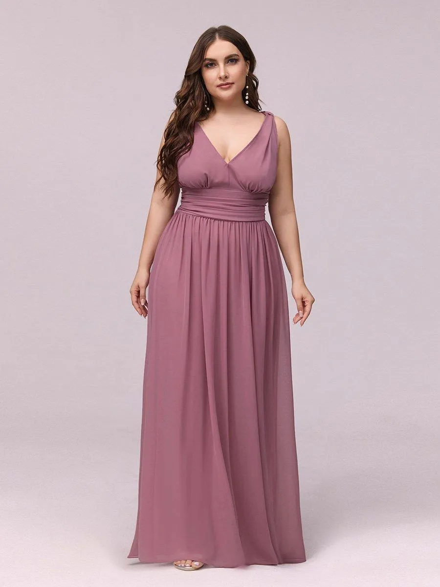 Robes de soirée Grande Taille Semi-Formelle Chiffon à Col V sans Manches