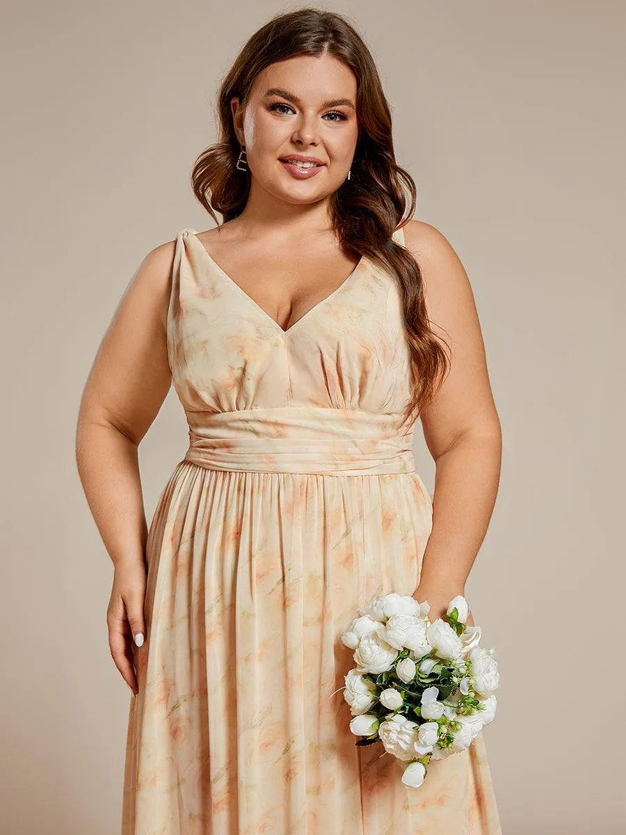 Robes de soirée Grande Taille Semi-Formelle Chiffon à Col V sans Manches