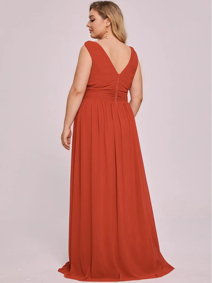 Robes de soirée Grande Taille Semi-Formelle Chiffon à Col V sans Manches