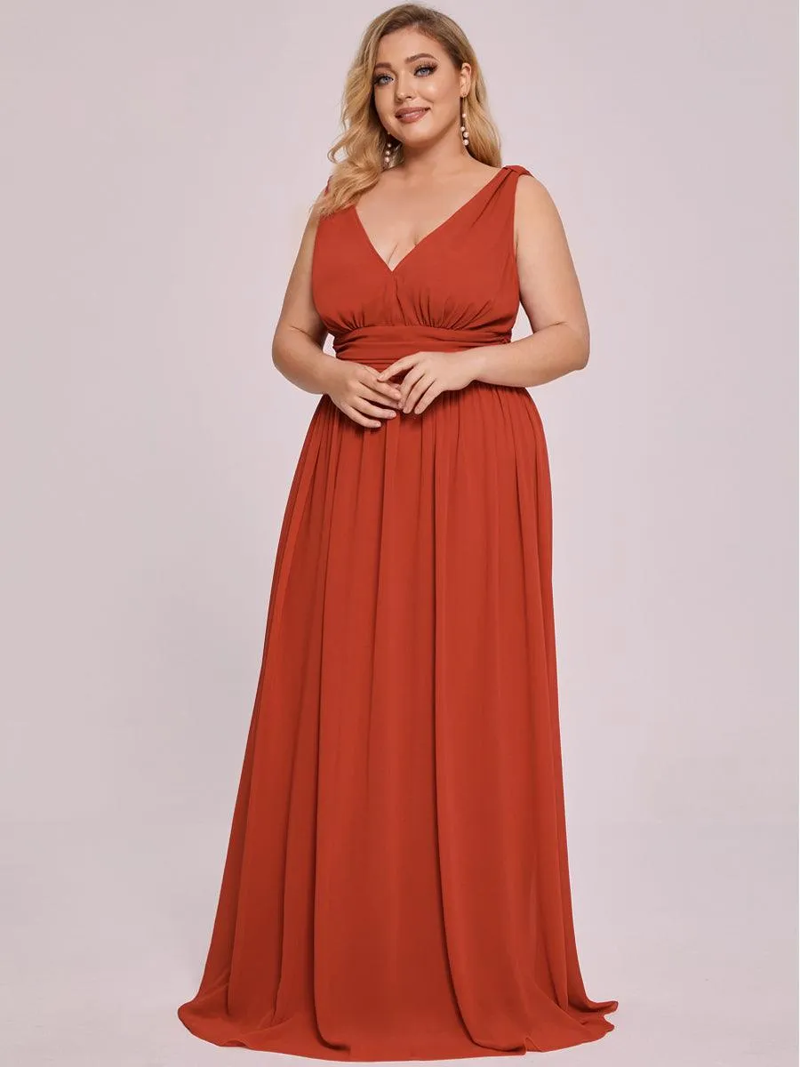 Robes de soirée Grande Taille Semi-Formelle Chiffon à Col V sans Manches