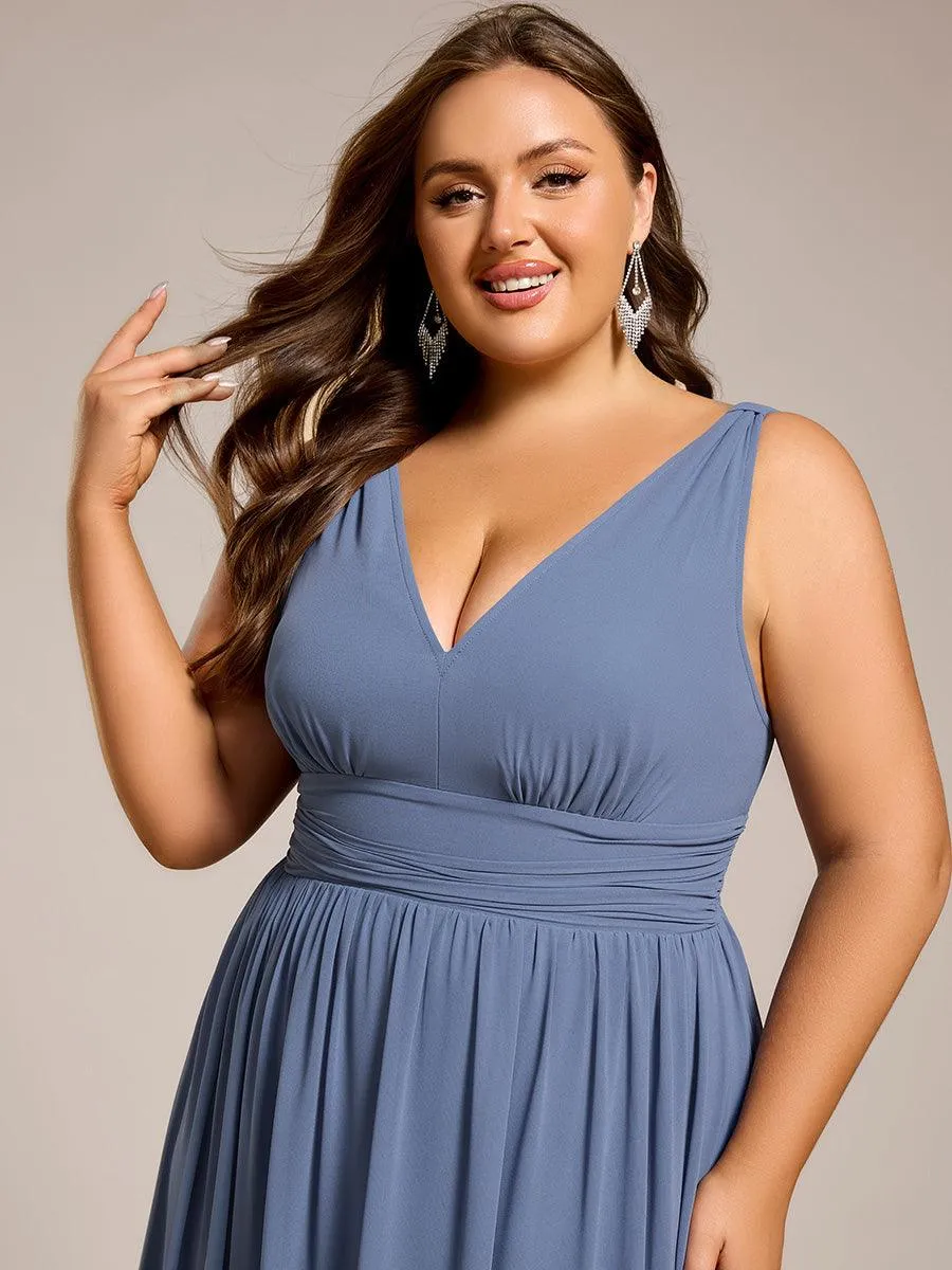 Robes de soirée Grande Taille Semi-Formelle Chiffon à Col V sans Manches