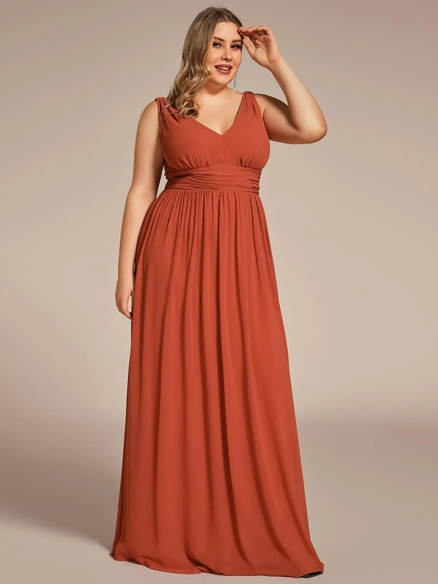 Robes de soirée Grande Taille Semi-Formelle Chiffon à Col V sans Manches