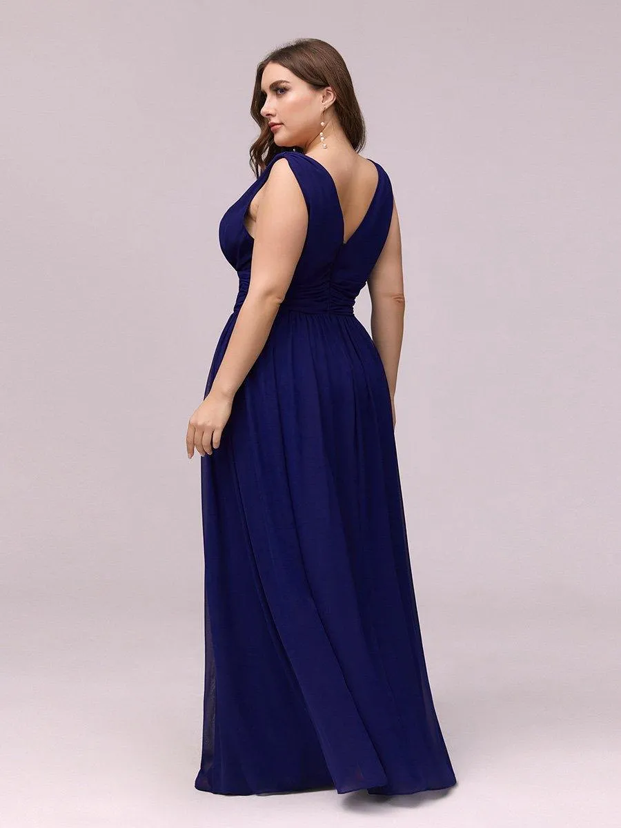 Robes de soirée Grande Taille Semi-Formelle Chiffon à Col V sans Manches