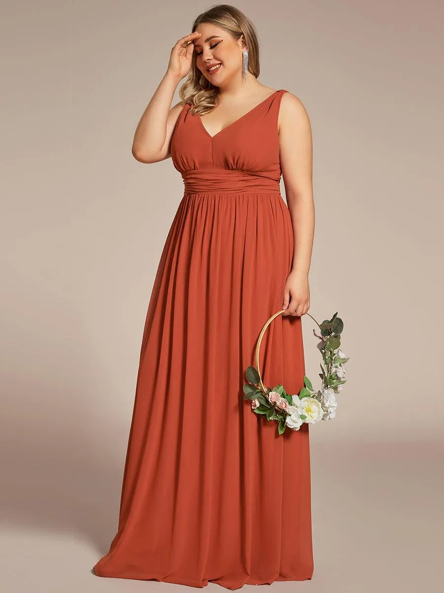 Robes de soirée Grande Taille Semi-Formelle Chiffon à Col V sans Manches