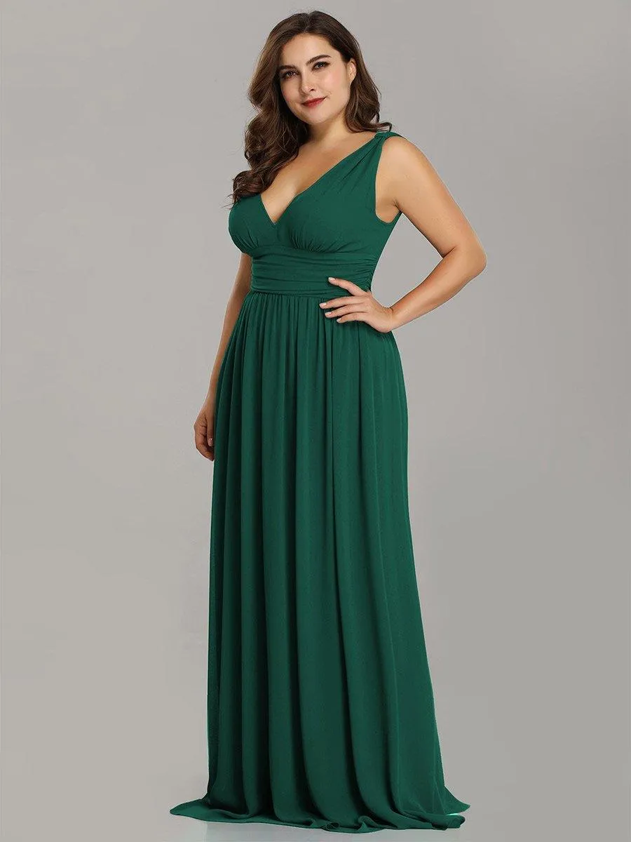 Robes de soirée Grande Taille Semi-Formelle Chiffon à Col V sans Manches