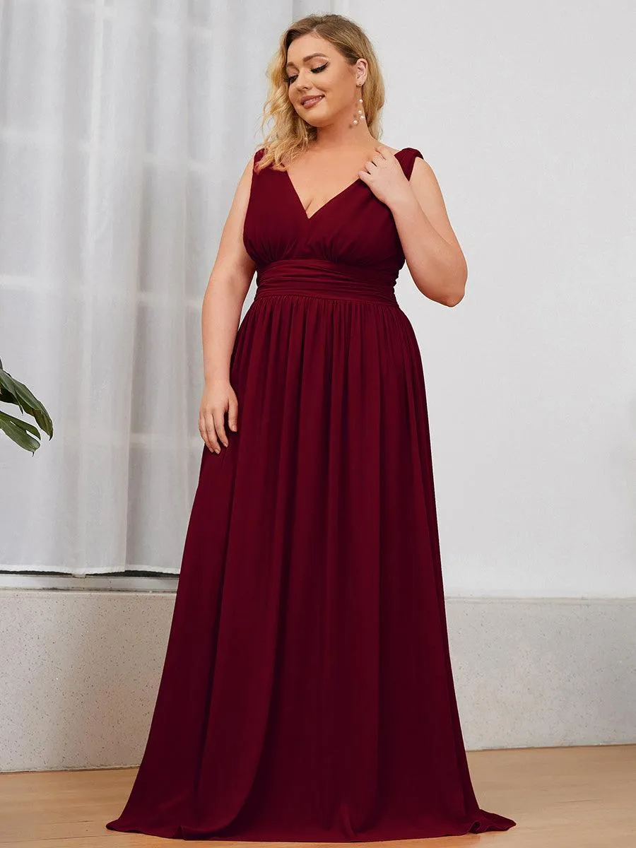 Robes de soirée Grande Taille Semi-Formelle Chiffon à Col V sans Manches