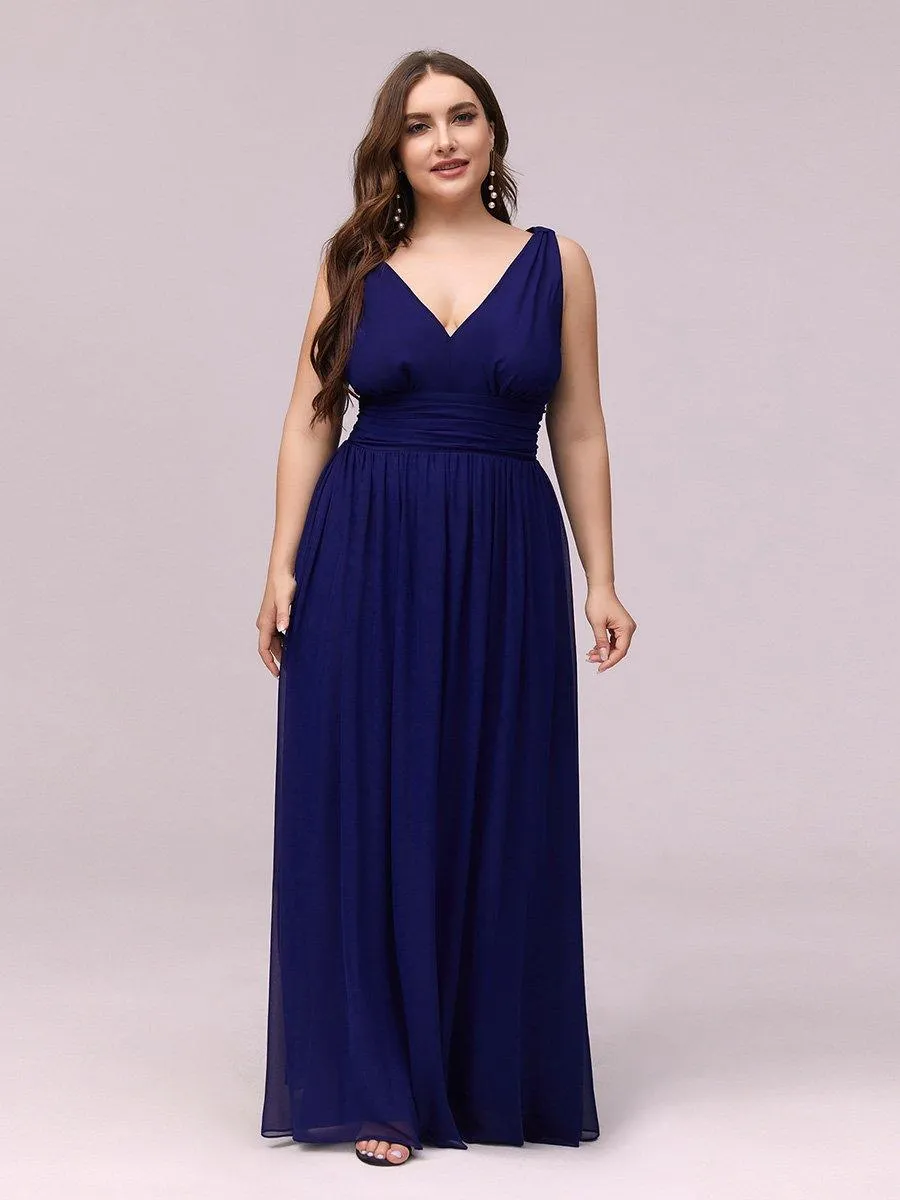 Robes de soirée Grande Taille Semi-Formelle Chiffon à Col V sans Manches