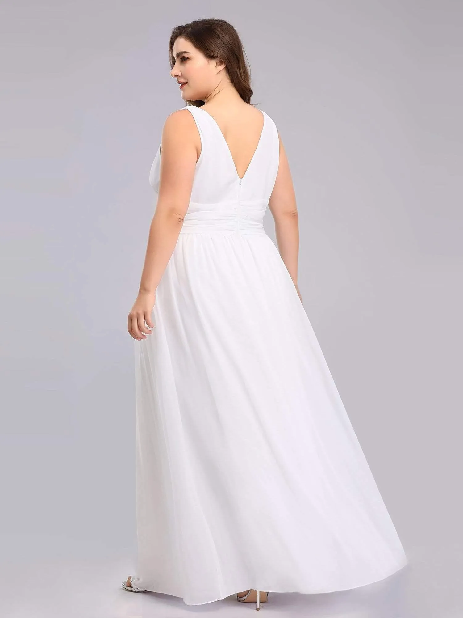 Robes de soirée Grande Taille Semi-Formelle Chiffon à Col V sans Manches
