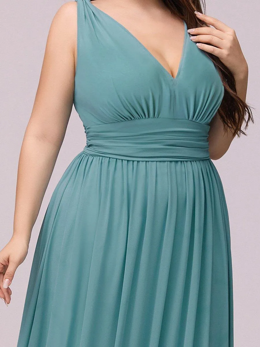 Robes de soirée Grande Taille Semi-Formelle Chiffon à Col V sans Manches