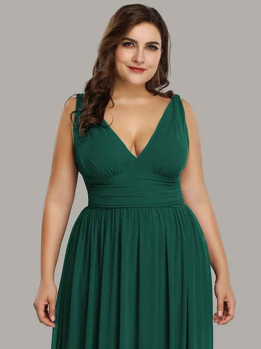 Robes de soirée Grande Taille Semi-Formelle Chiffon à Col V sans Manches