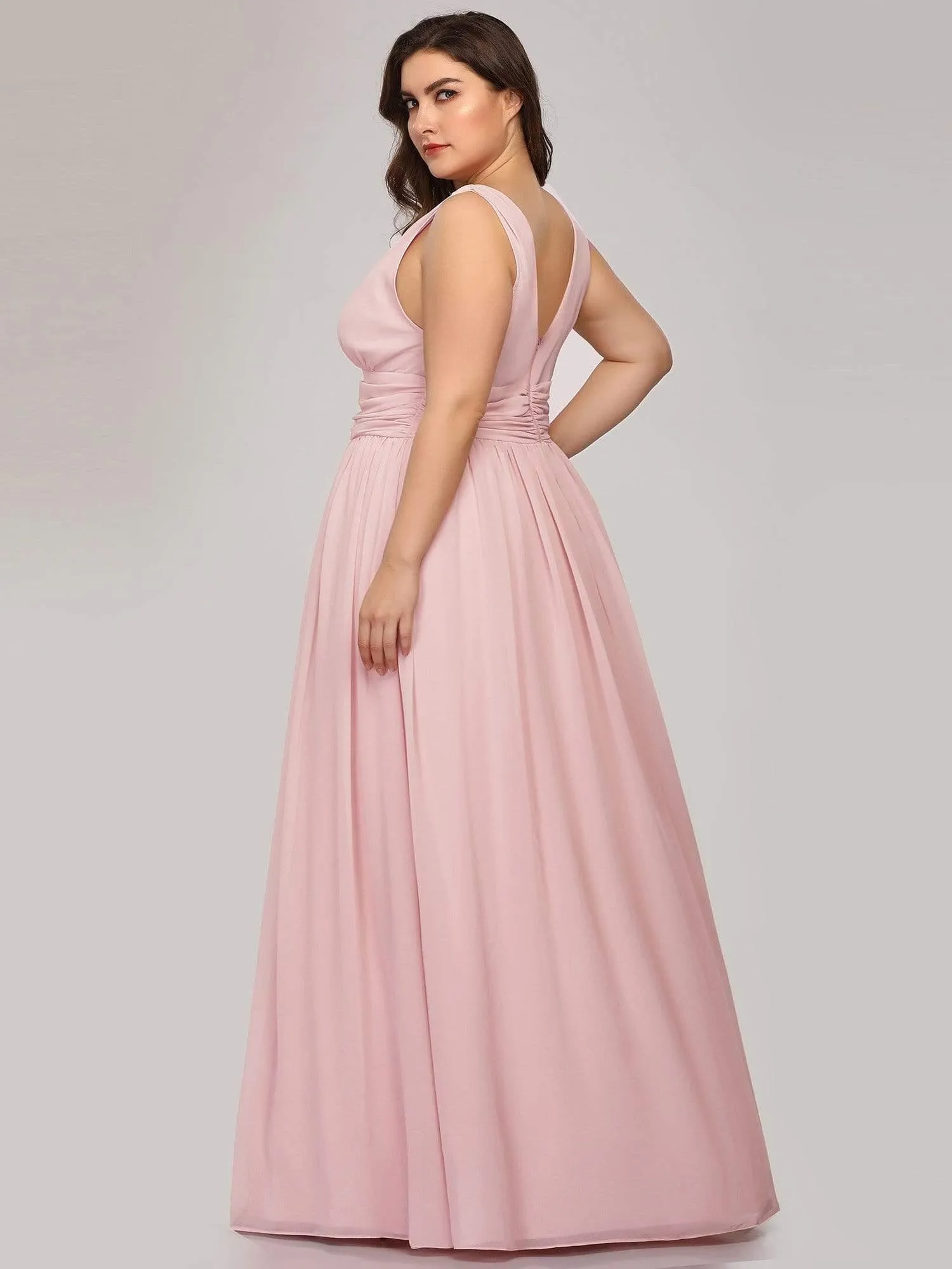 Robes de soirée Grande Taille Semi-Formelle Chiffon à Col V sans Manches
