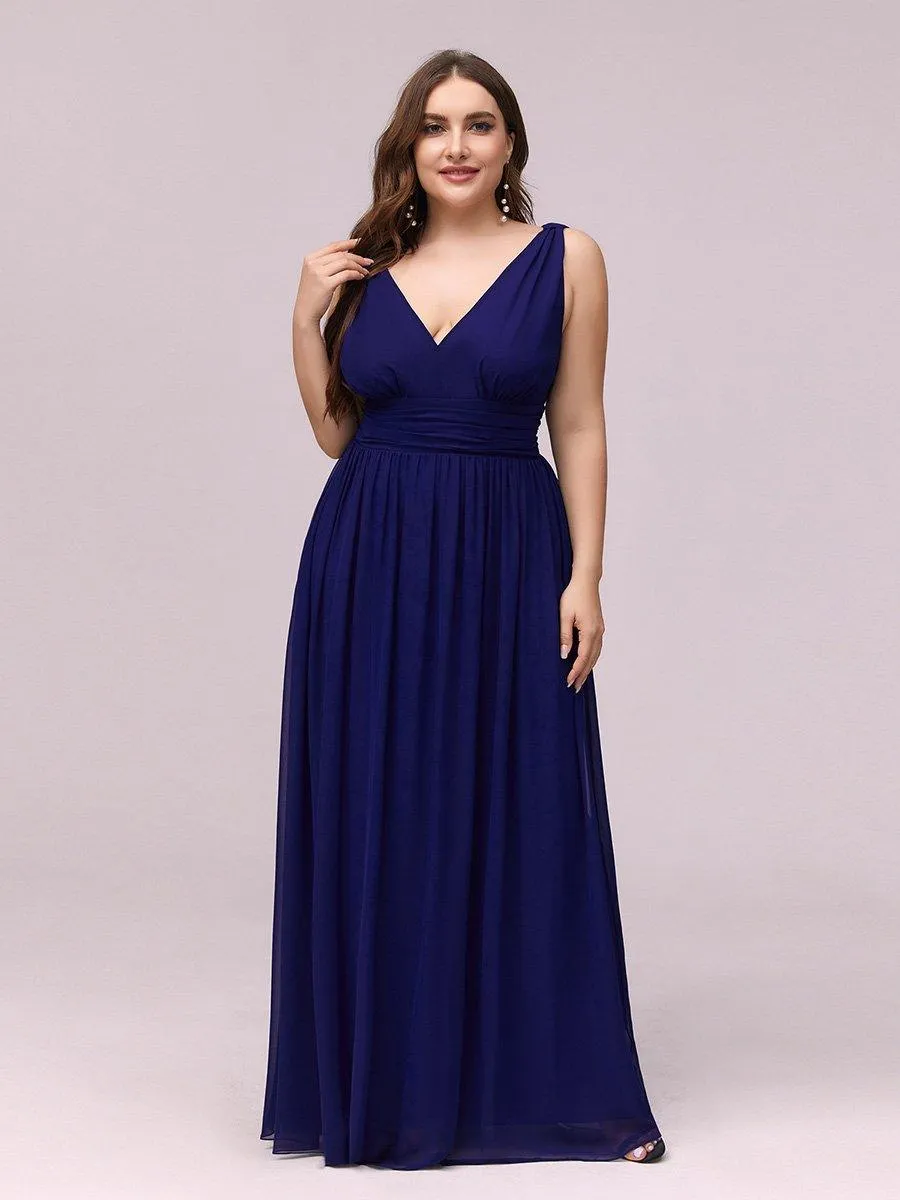 Robes de soirée Grande Taille Semi-Formelle Chiffon à Col V sans Manches