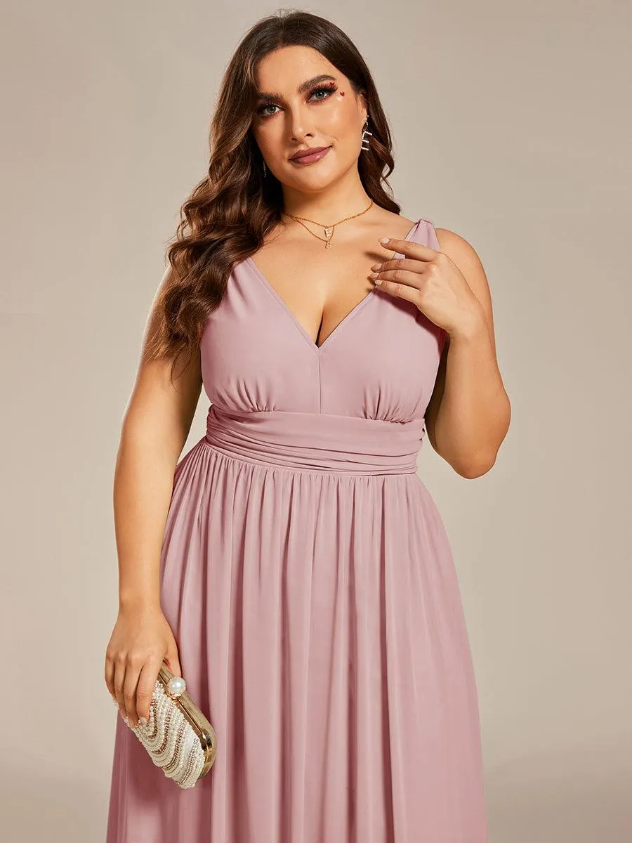 Robes de soirée Grande Taille Semi-Formelle Chiffon à Col V sans Manches