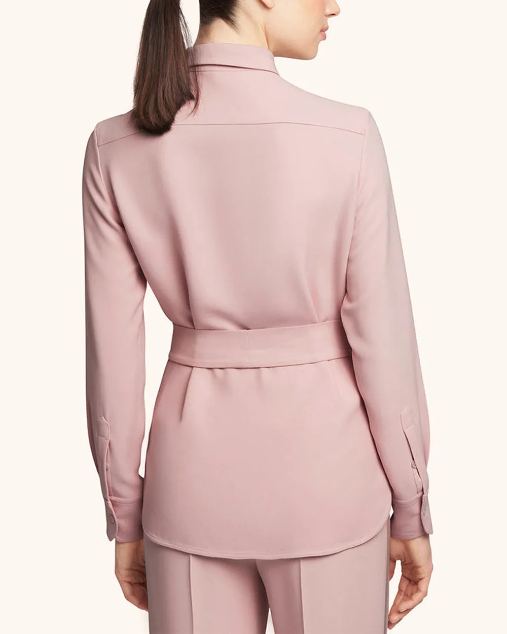 Rose Long Sleeve Belted Blouse