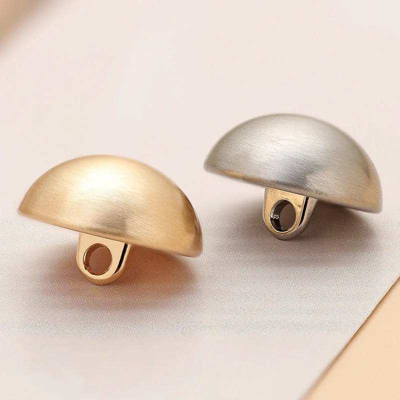 Round Mushroom Brushed Gold Silver Metal Sewing Button 6pcs