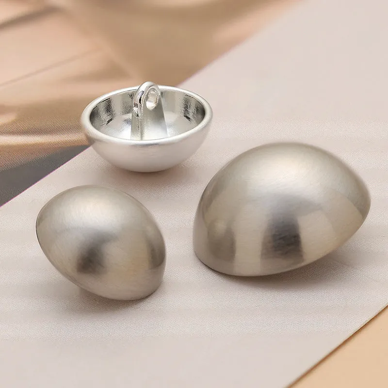 Round Mushroom Brushed Gold Silver Metal Sewing Button 6pcs