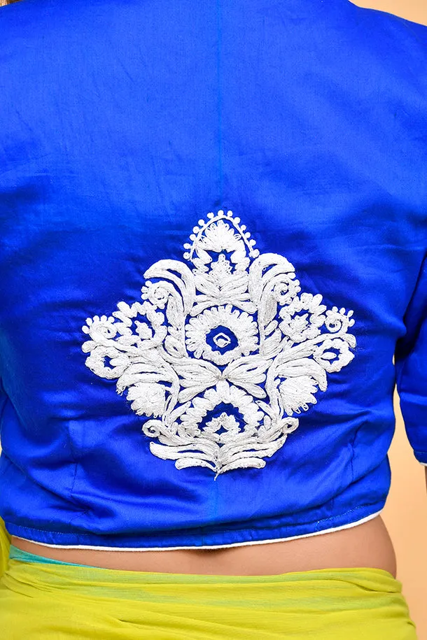Royal Blue Embroidered Blouse