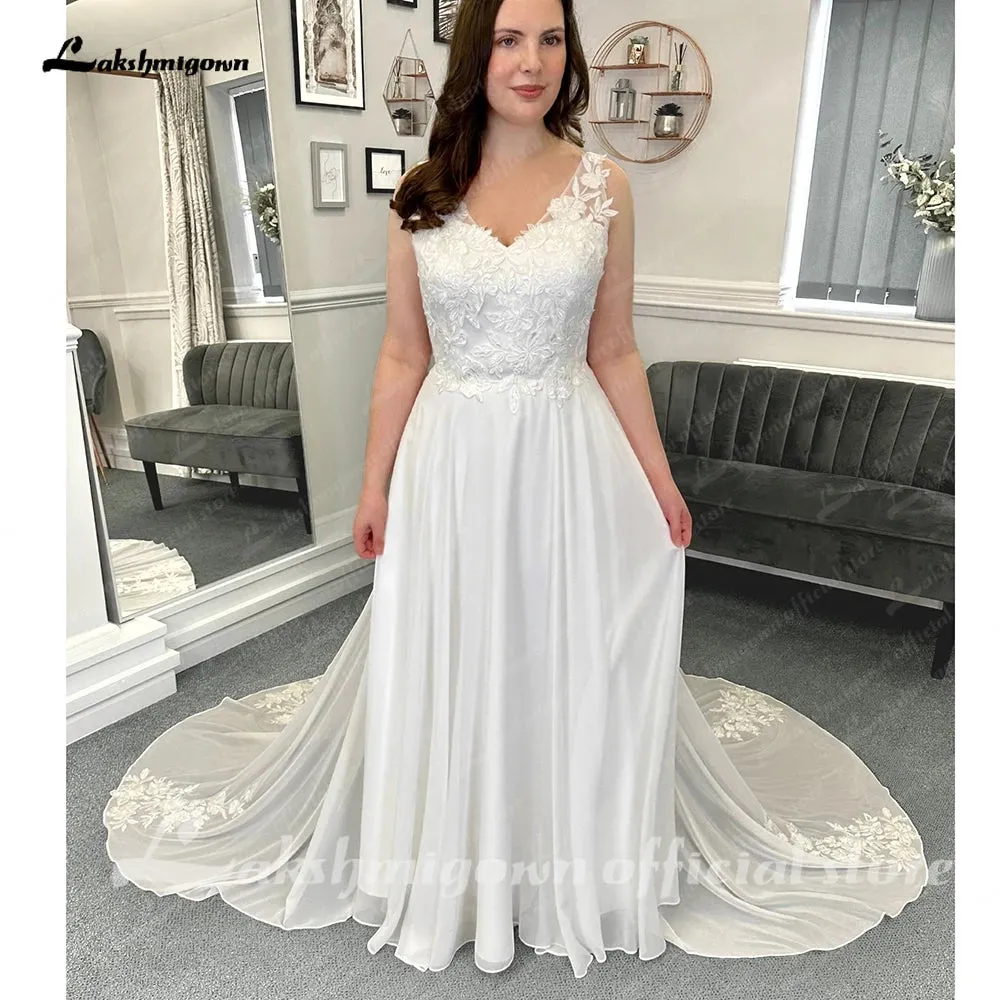 Roycebridal A Line Chiffon Beach Wedding Dress for Women Vestidos de Novia 2025 Elegant Bridal Long Boho Dresses Lace Bodice