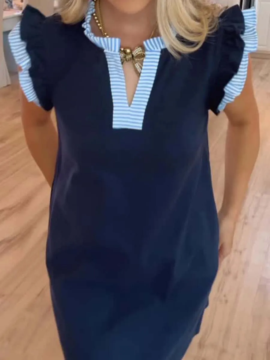 Ruffle Hem Patchwork Mini Dress(Buy 2 Free Shipping✔️)