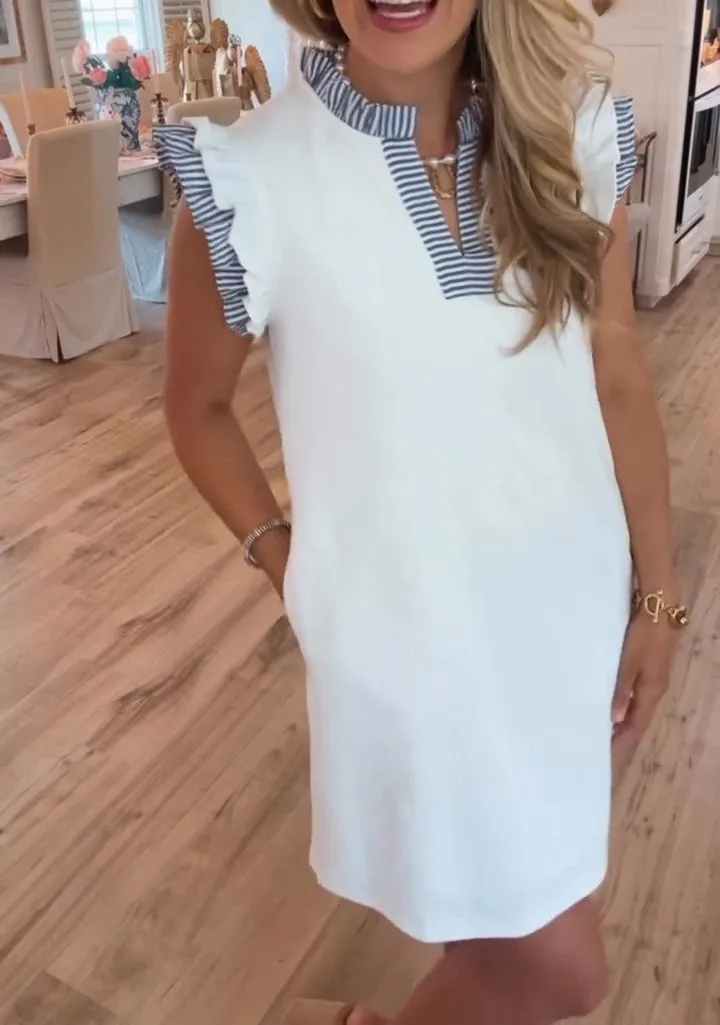 Ruffle Hem Patchwork Mini Dress(Buy 2 Free Shipping✔️)