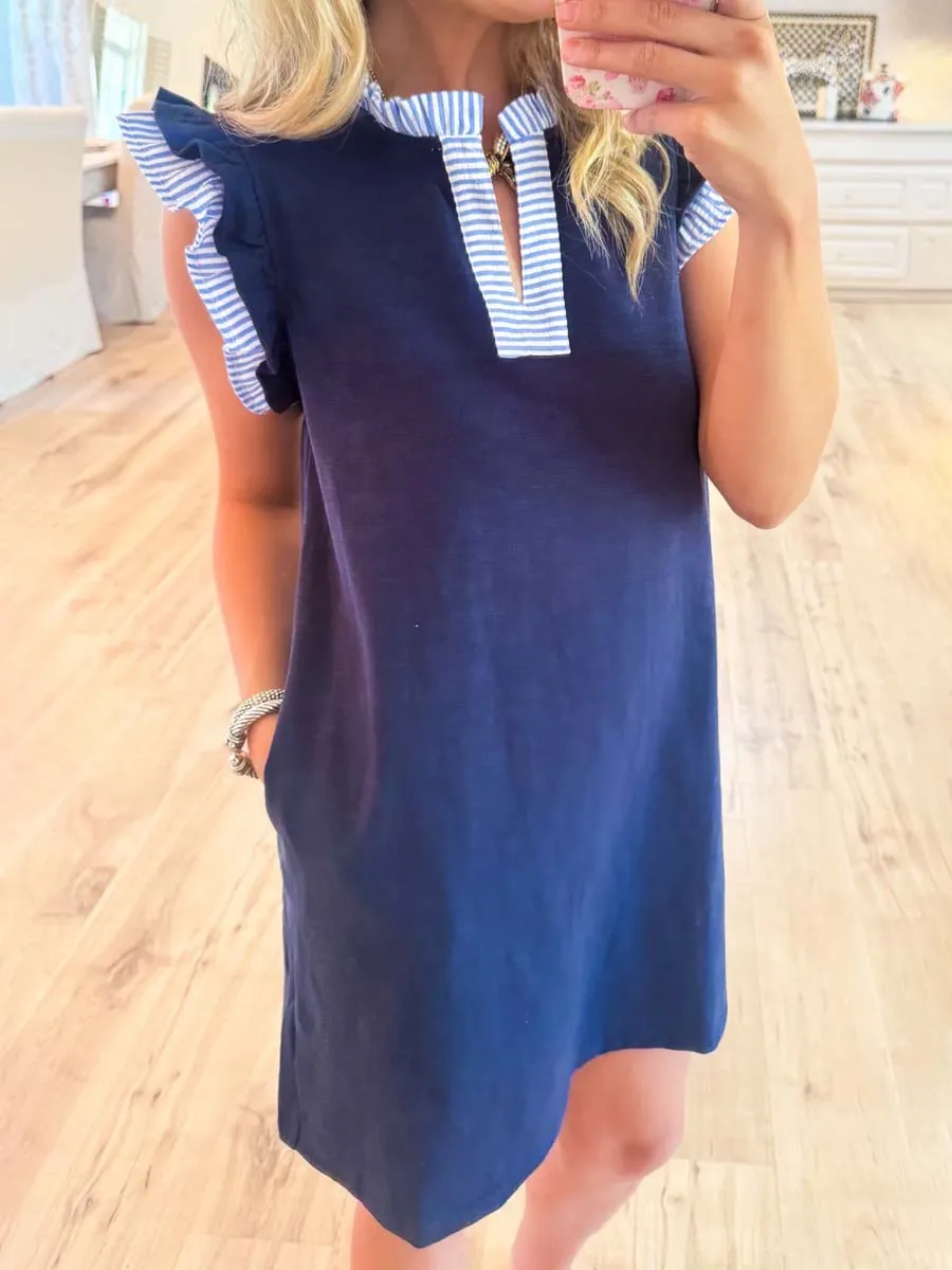 Ruffle Hem Patchwork Mini Dress(Buy 2 Free Shipping✔️)