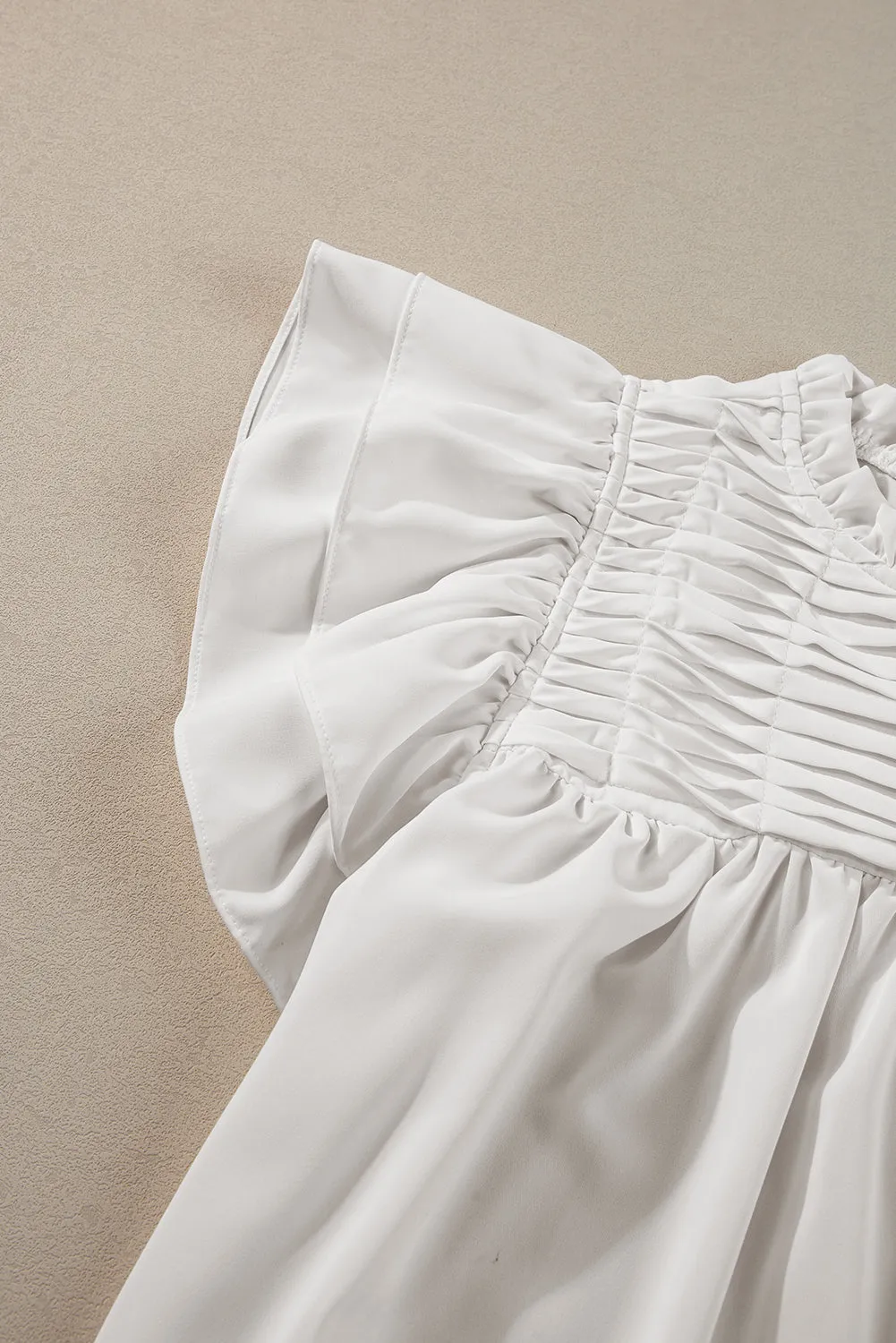 Ruffled Flutter Sleeve Pleated Blouse