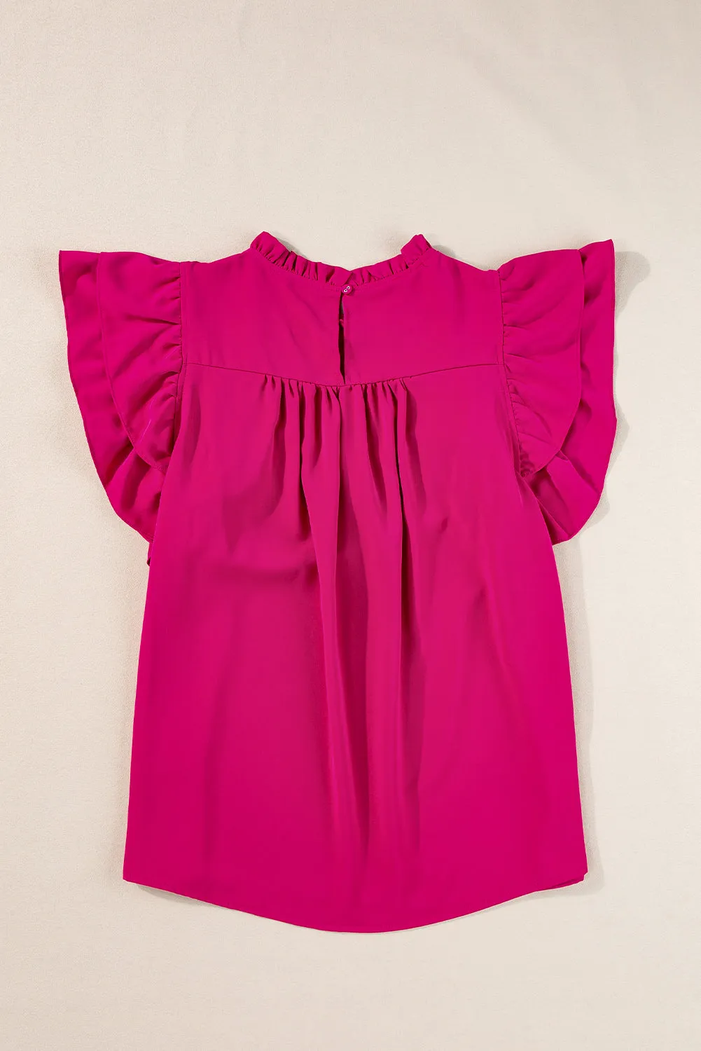 Ruffled Flutter Sleeve Pleated Blouse