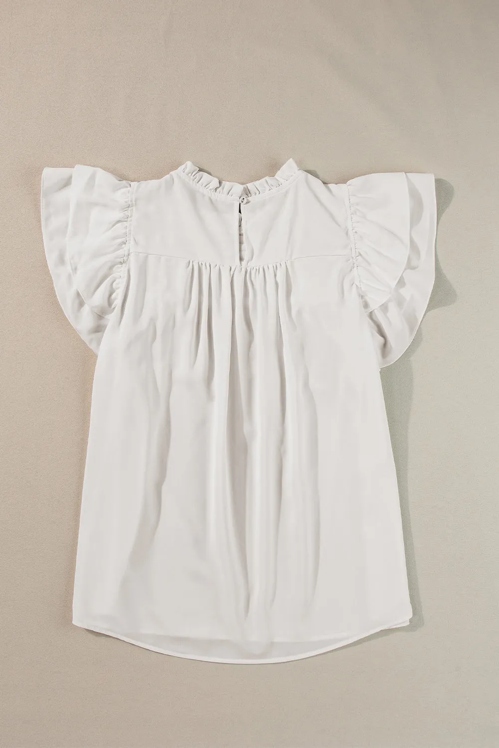 Ruffled Flutter Sleeve Pleated Blouse