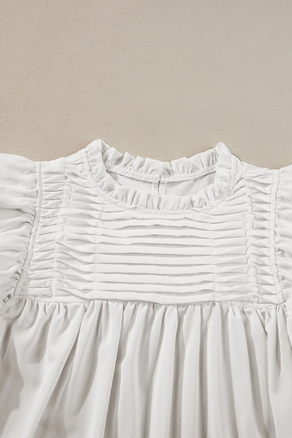 Ruffled Flutter Sleeve Pleated Blouse