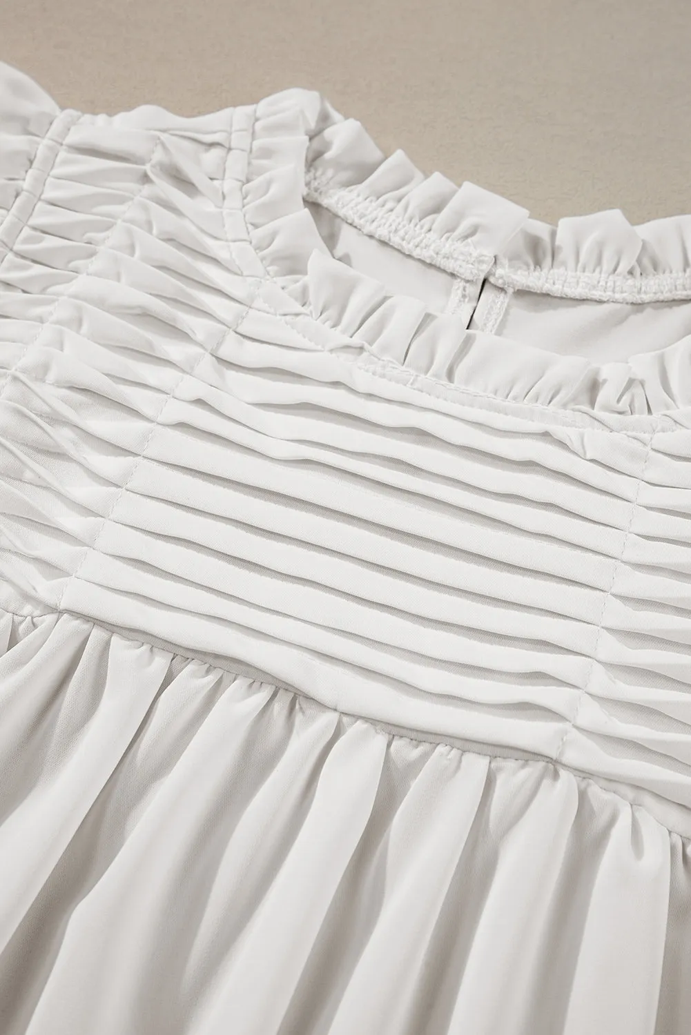 Ruffled Flutter Sleeve Pleated Blouse