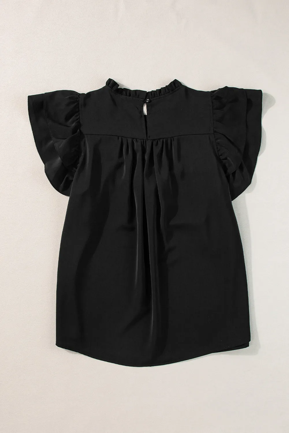 Ruffled Flutter Sleeve Pleated Blouse