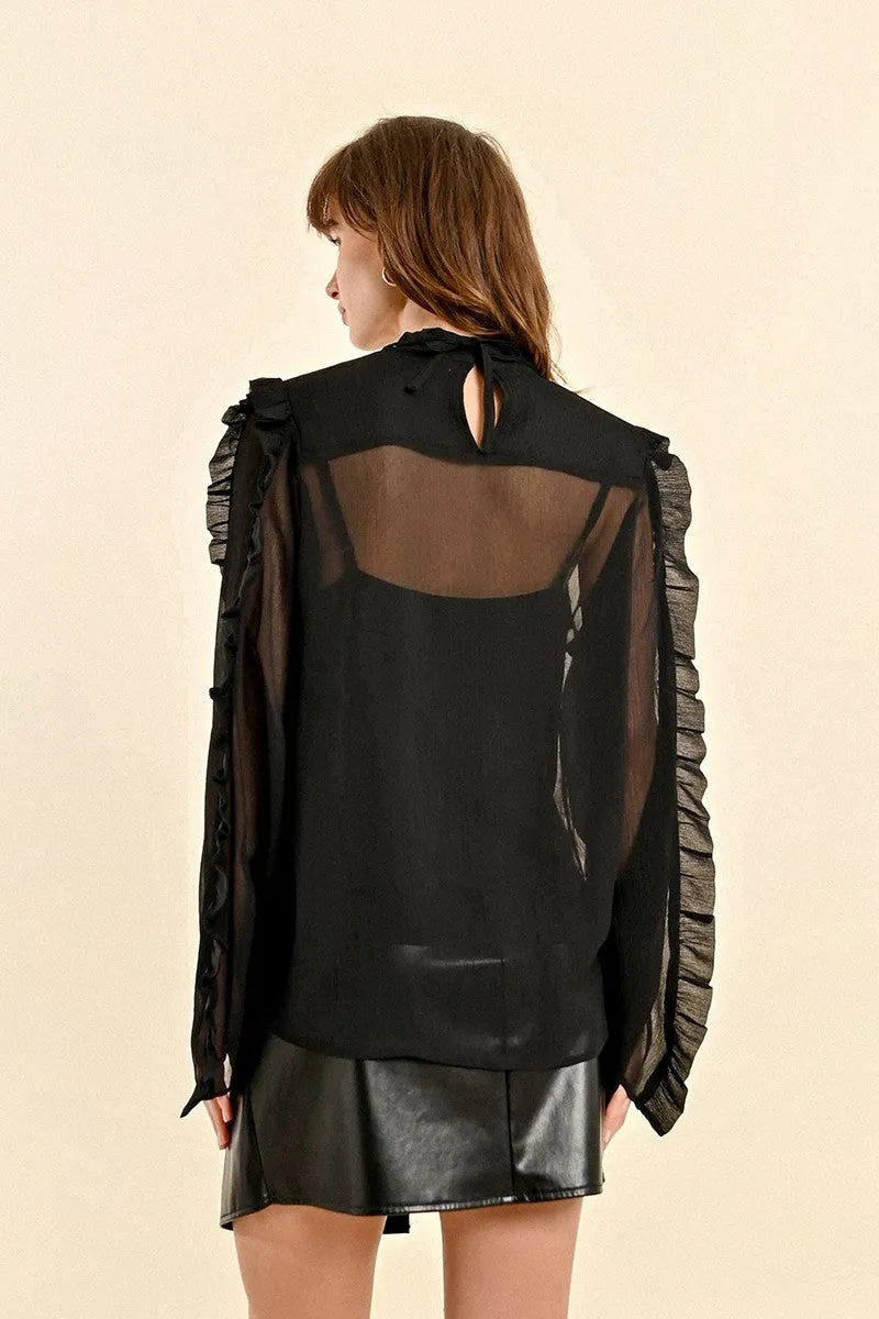 RUFFLED VOILE BLOUSE