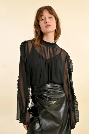 RUFFLED VOILE BLOUSE