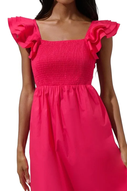 Safe To Say Hot Pink Midi Dress