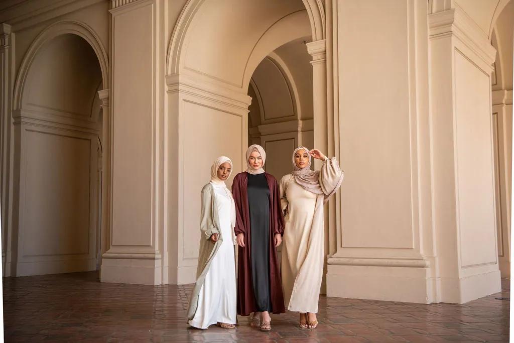 Saya Balloon Sleeve Abaya - Berry Red