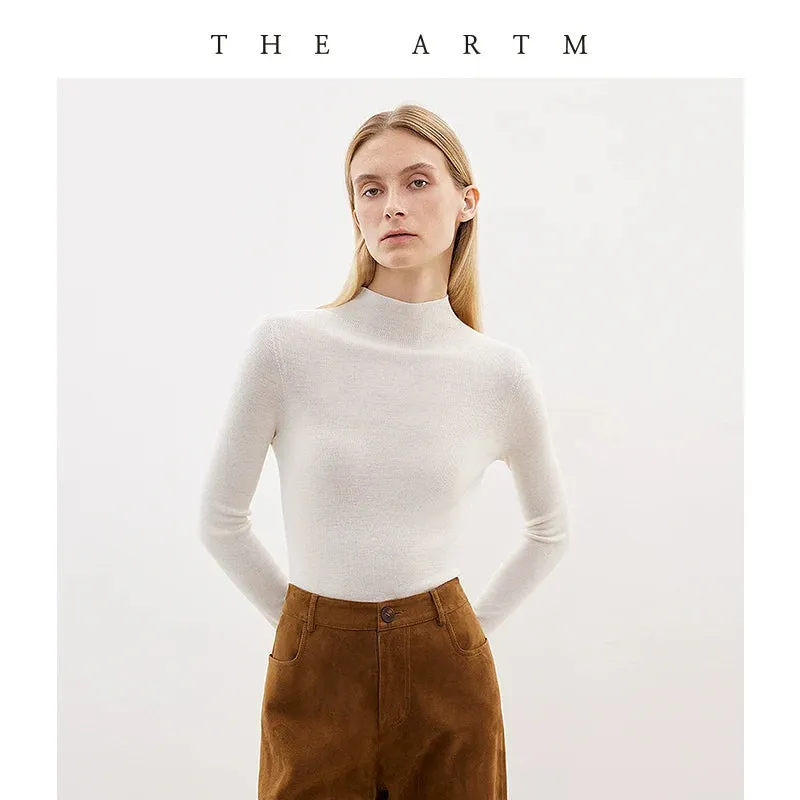 Seamless Wool High-Neck Sweater