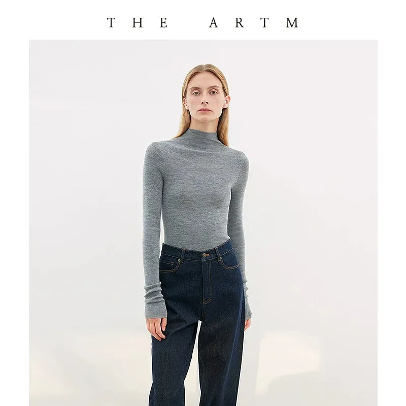 Seamless Wool High-Neck Sweater
