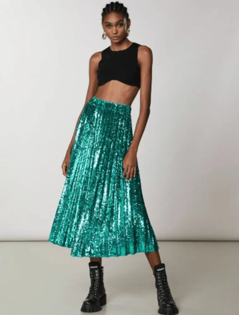Sequin Skirt - Illusion Green