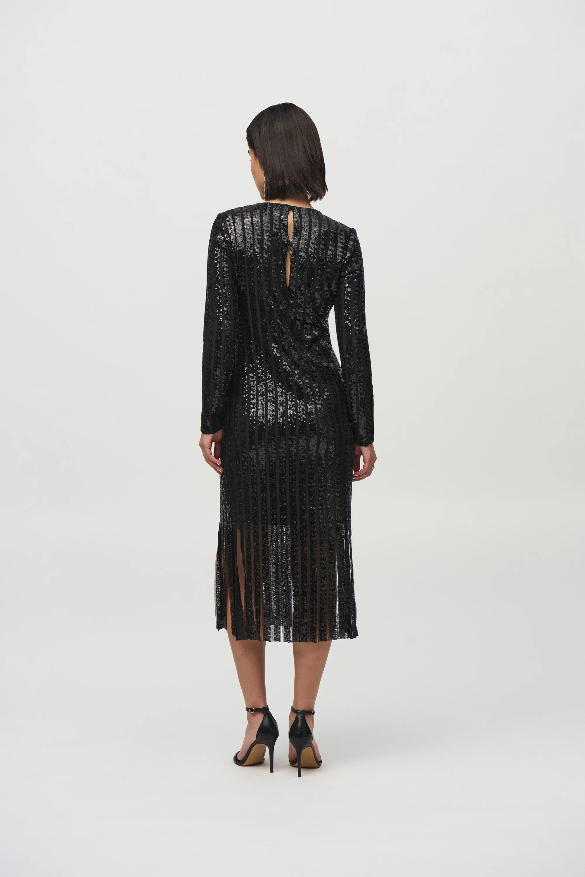 Sequined Midi Dress -Black