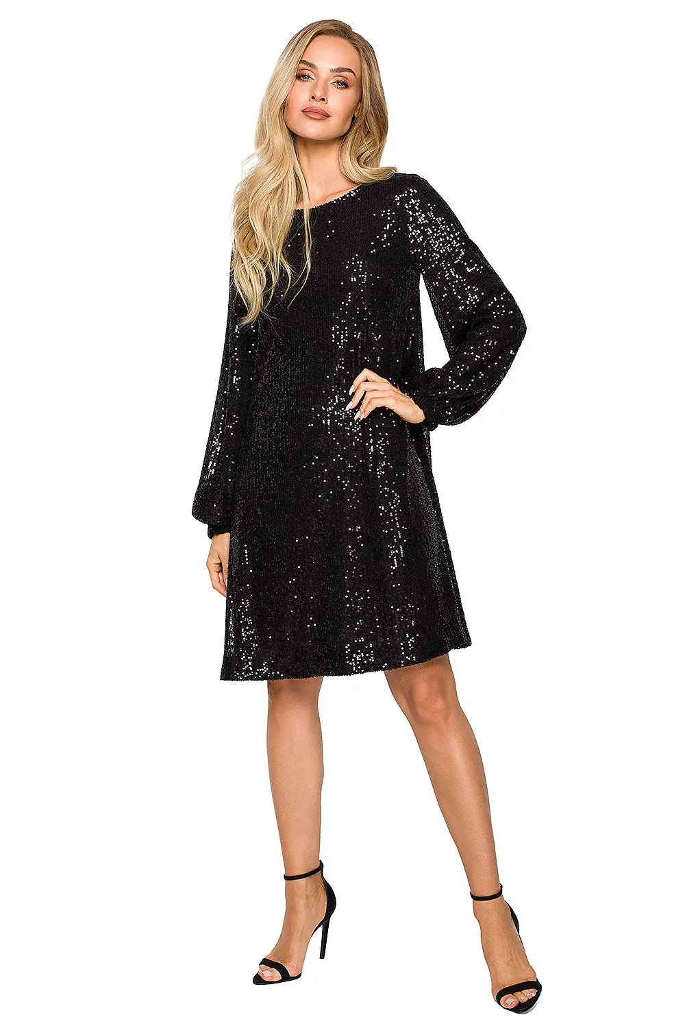 Sequined Wrap Dress with Belt