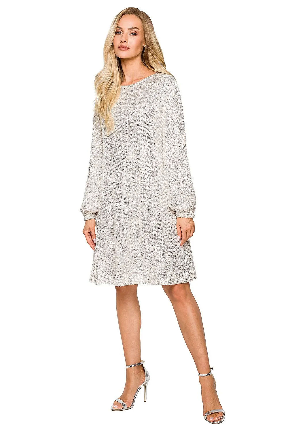 Sequined Wrap Dress with Belt