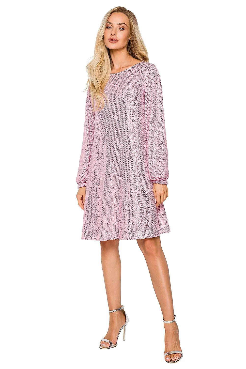 Sequined Wrap Dress with Belt