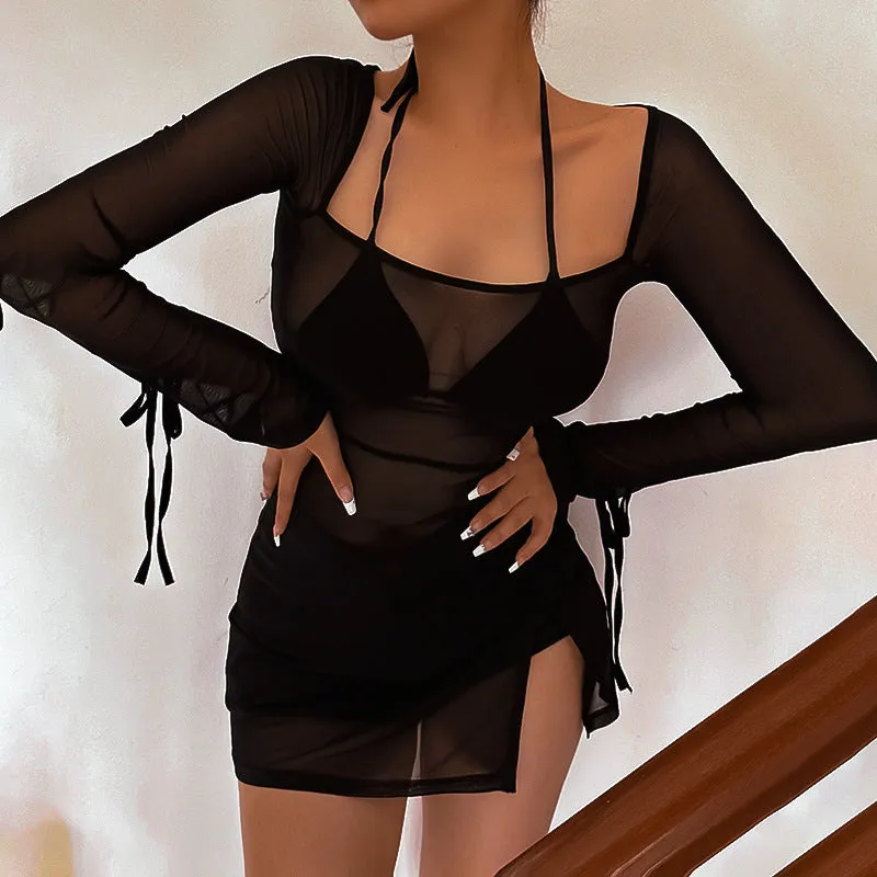 Sexy Fashion Slim Slim Long Sleeve Split Dress Wholesale Womens Clothing N3824052000014