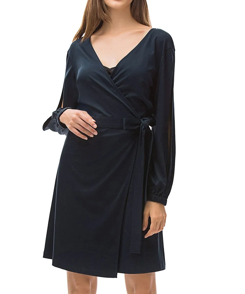 Split Sleeves V Neck Wrap Dress