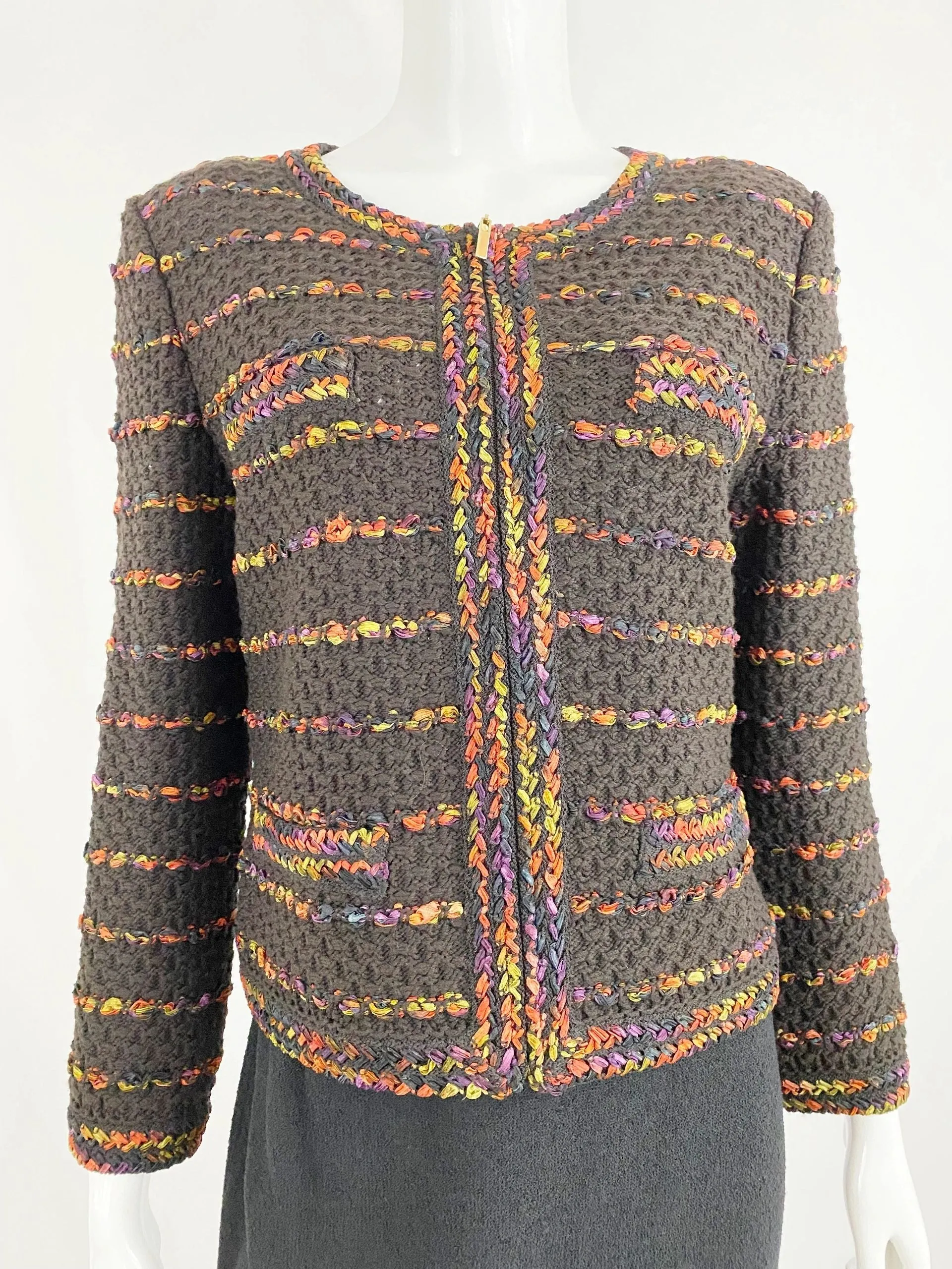 St. John Knit Zipped Jacket Size 8