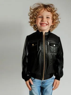 Stand Trek Lambskin Leather Jacket for Boys