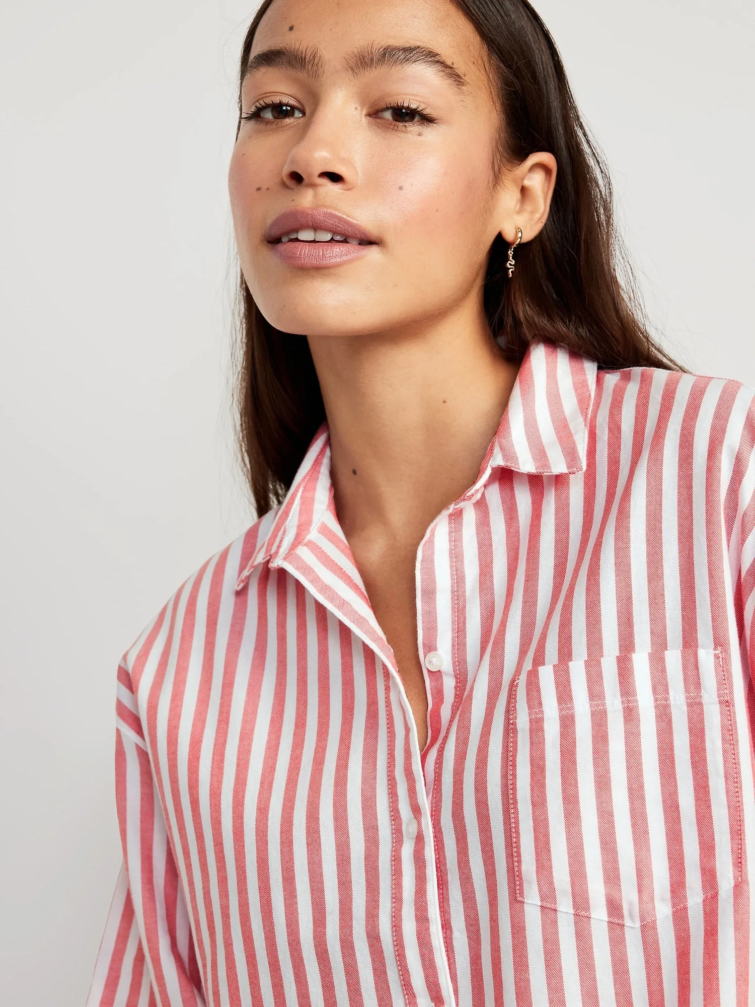 Striped Oxford Boyfriend Shirt for Women