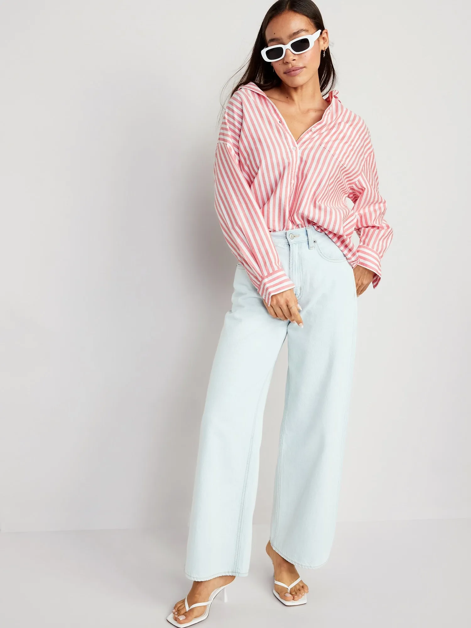 Striped Oxford Boyfriend Shirt for Women