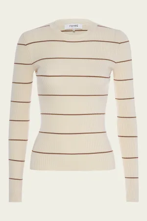 Striped Rib Crew in Camel Multi